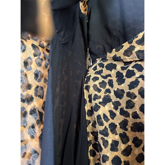 Free People Frenchie Leopard Print Wrap Mini Dress Size XS Long Sleeves Ruffle - Picture 4 of 8